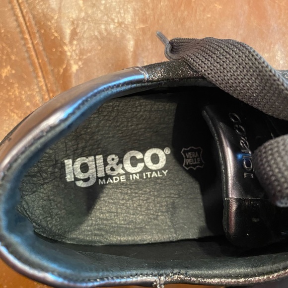 IGI&CO sneakers shoes high wedge woman leather black metallic - Picture 10 of 10